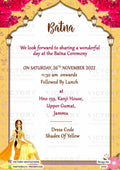 Haldi ceremony invitation card in english language with haldi doodle, lantern as arch theme design 1552