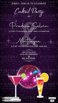 Cocktail Party invitation card in english language with  glitter theme design 1583