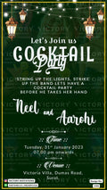 Cocktail Party invitation card in english language with  elegant theme design 1590