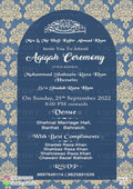 Aqiqah ceremony invitation card for Muslim family in english language with arabic calligraphy, frame as vintage theme design 1598