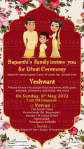 Dhoti ceremony invitation card in english language with arch as floral theme design 1604
