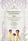 Dhoti ceremony invitation card in english language with floral as arch theme design 1613