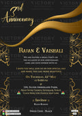 3rd Wedding Anniversary invitation card in English language with golden lines, flowers as minimalistic theme design 1618