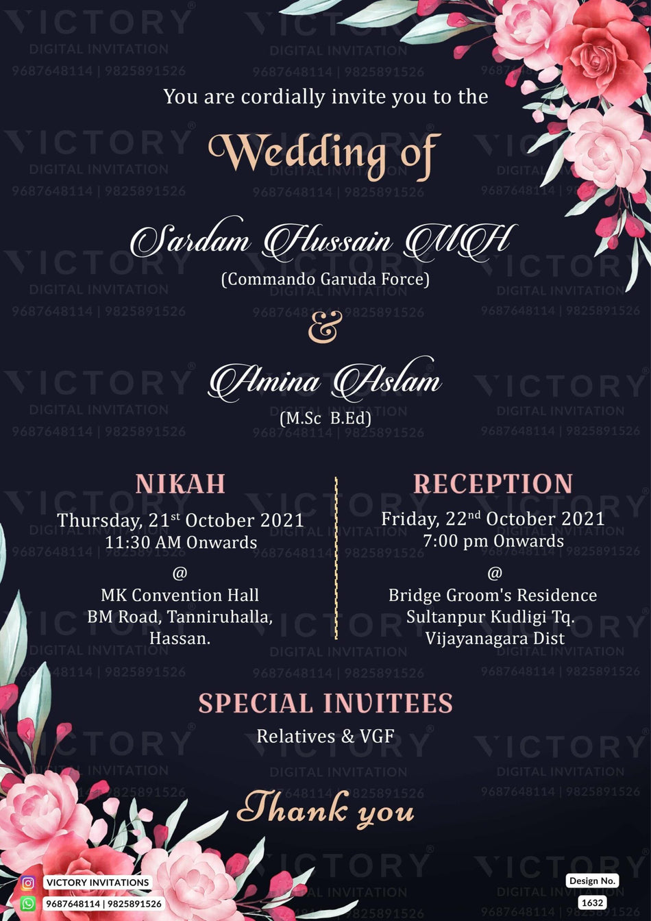 Wedding ceremony invitation card of hindu south indian kannada family in english language with minimalistic theme design 1632