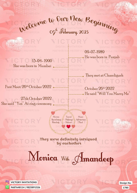 Engagement ceremony invitation card in english language with heart as minimalistic theme design 1780