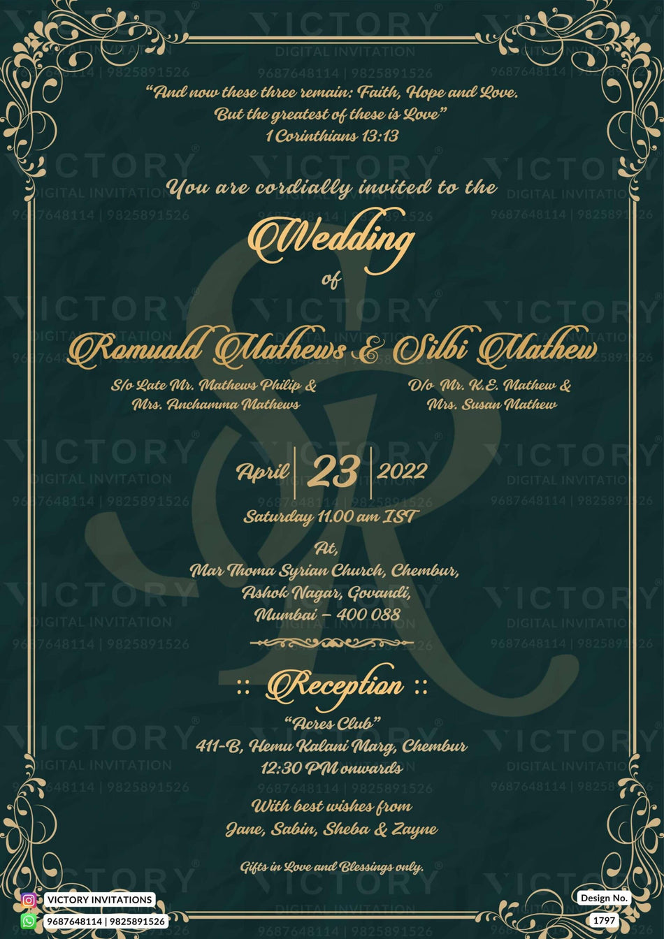 Wedding ceremony invitation card of hindu maharashtrian marathi family in english language with minimalistic theme design 1797