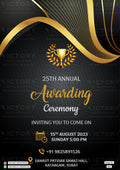 Award ceremony invitation card in english language with award, golden lines as elegant theme design 1861