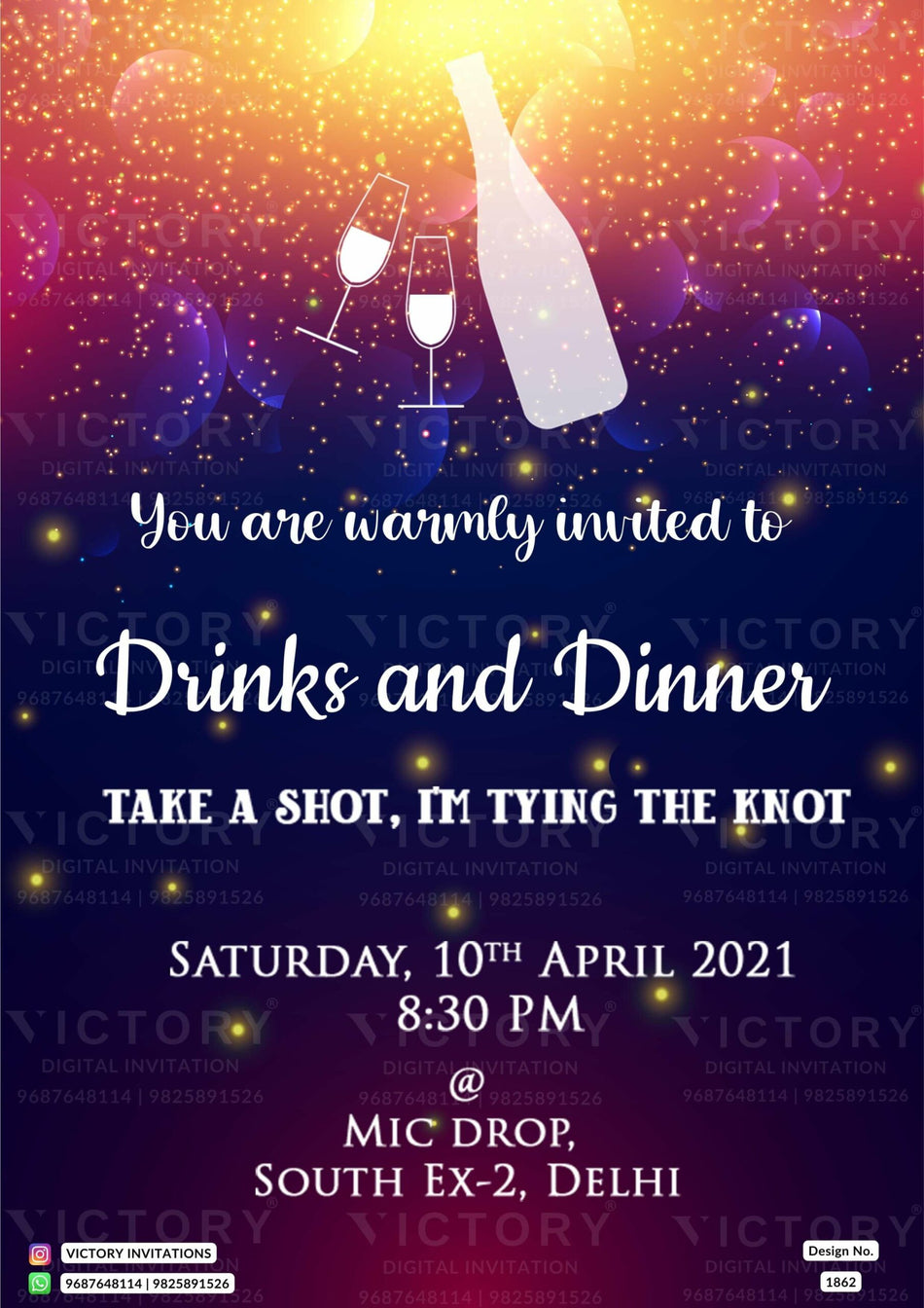 Bachelor Party invitation card in english language with minimalistic theme design 1862