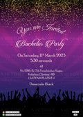 Bachelor Party invitation card in english language with people as glittery theme design 1865