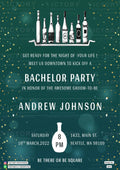 Bachelor Party invitation card in english language with bottle as glittery theme design 1874
