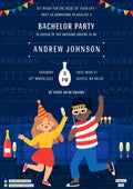 Bachelor Party invitation card in english language with birthday flag, doodle as night view theme design 1878