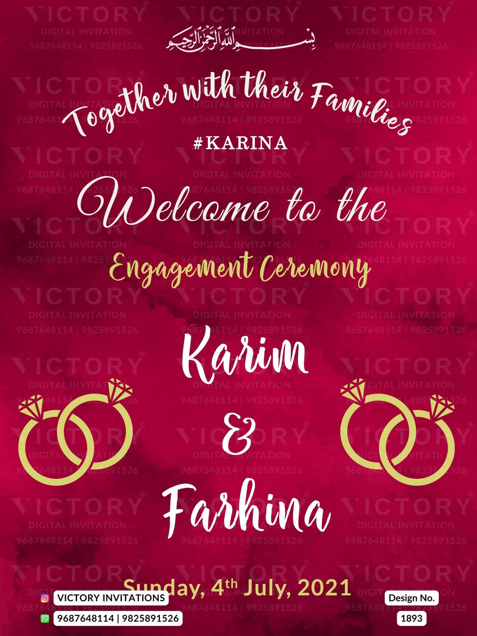 Engagement ceremony invitation card in english language with ring as minimalistic theme design 1893