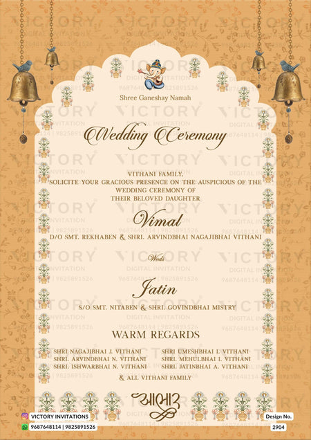 Pastel Shaded Vintage Floral Theme Indian Electronic Wedding Invites with Classic Wedding Doodle Illustrations, Design no. 2904