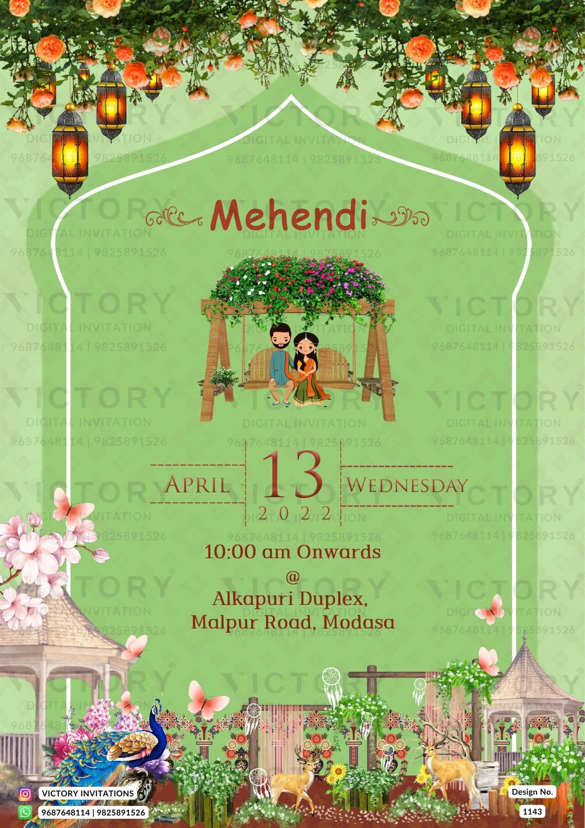 Majestic Gujarati-Indian Festivities Electronic Cards with Traditional Indian Motifs and Stunning Doodle Illustrations