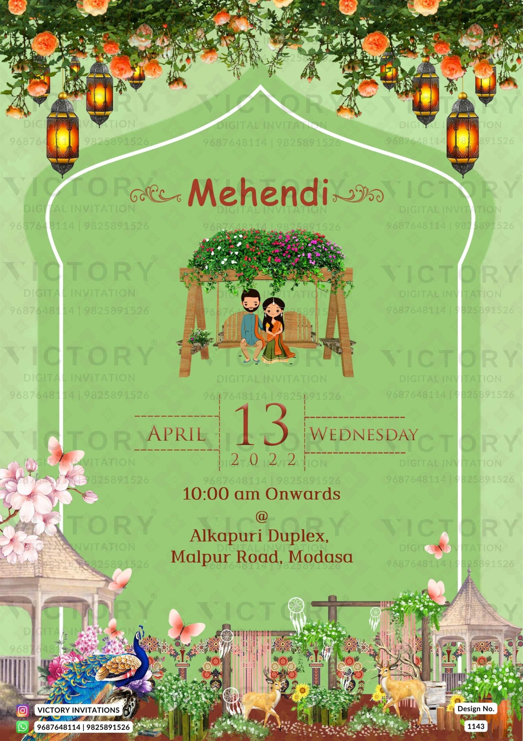 Majestic Gujarati-Indian Festivities Electronic Cards with Traditional Indian Motifs and Stunning Doodle Illustrations