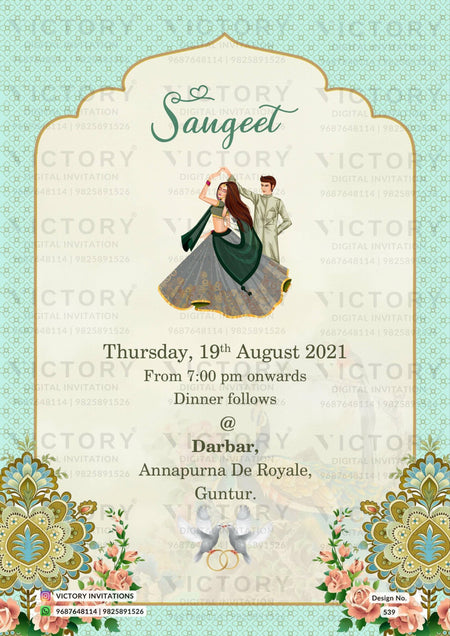 "Regal Indian-Hindu Wedding Invitation with Delightful Doodles and Intricate Patterns