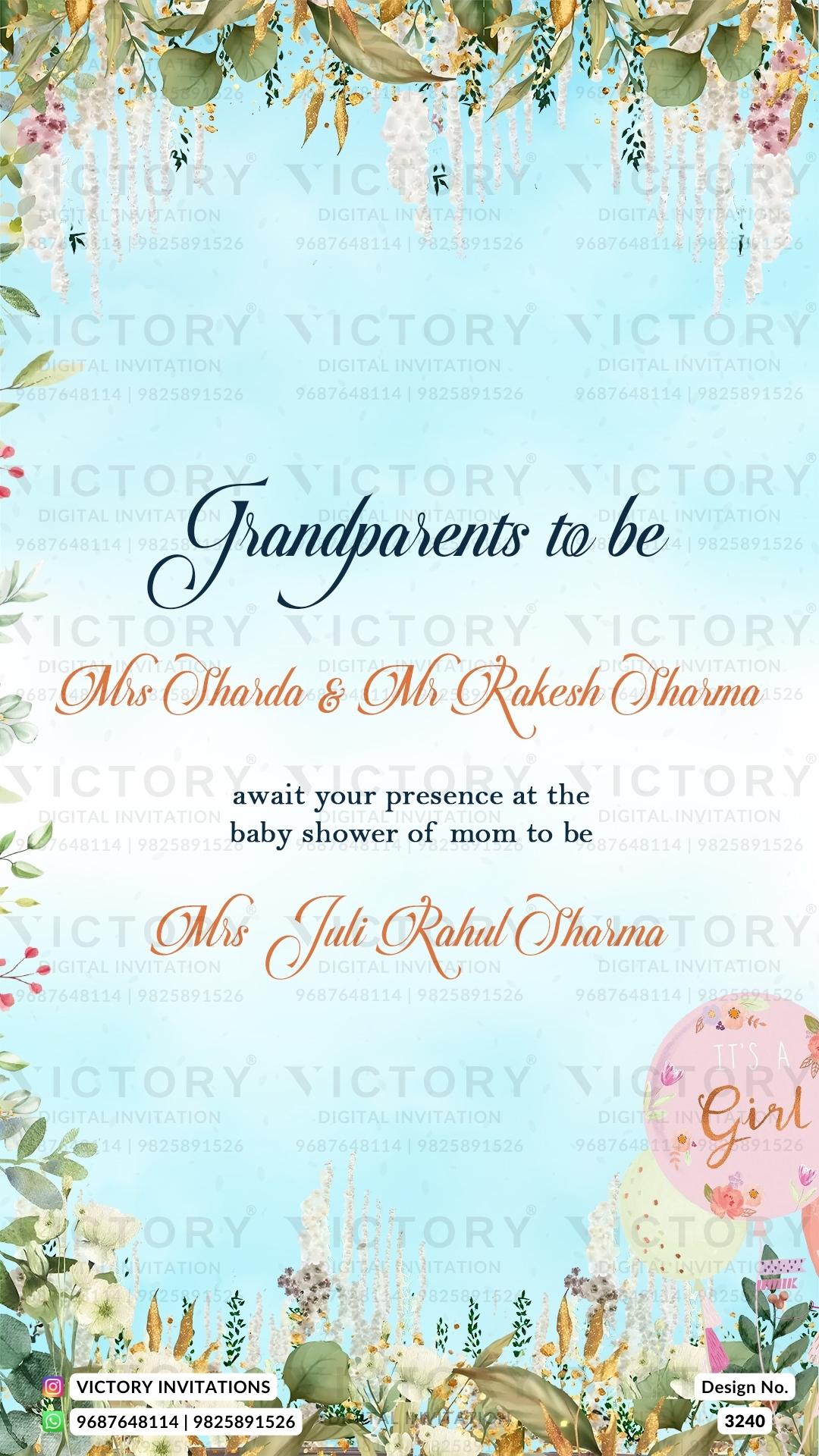 Baby Shower Digital Invitation Card PDF Design no.3240