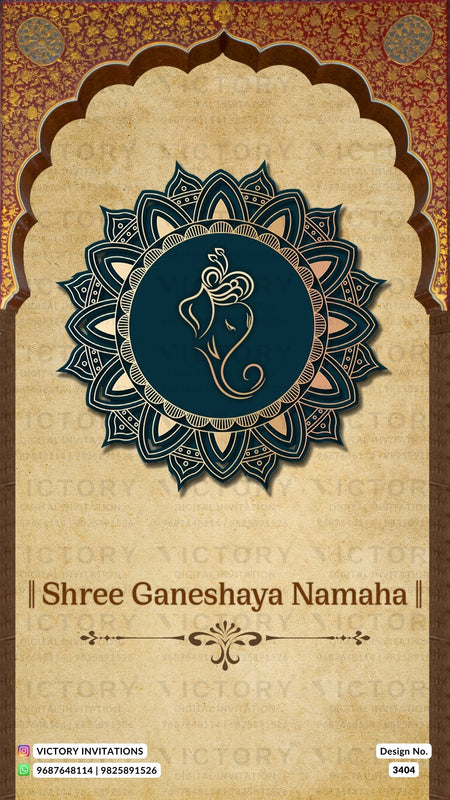 Dhoti ceremony invitation card in english language with peacock, baby photo as arch theme design 3404