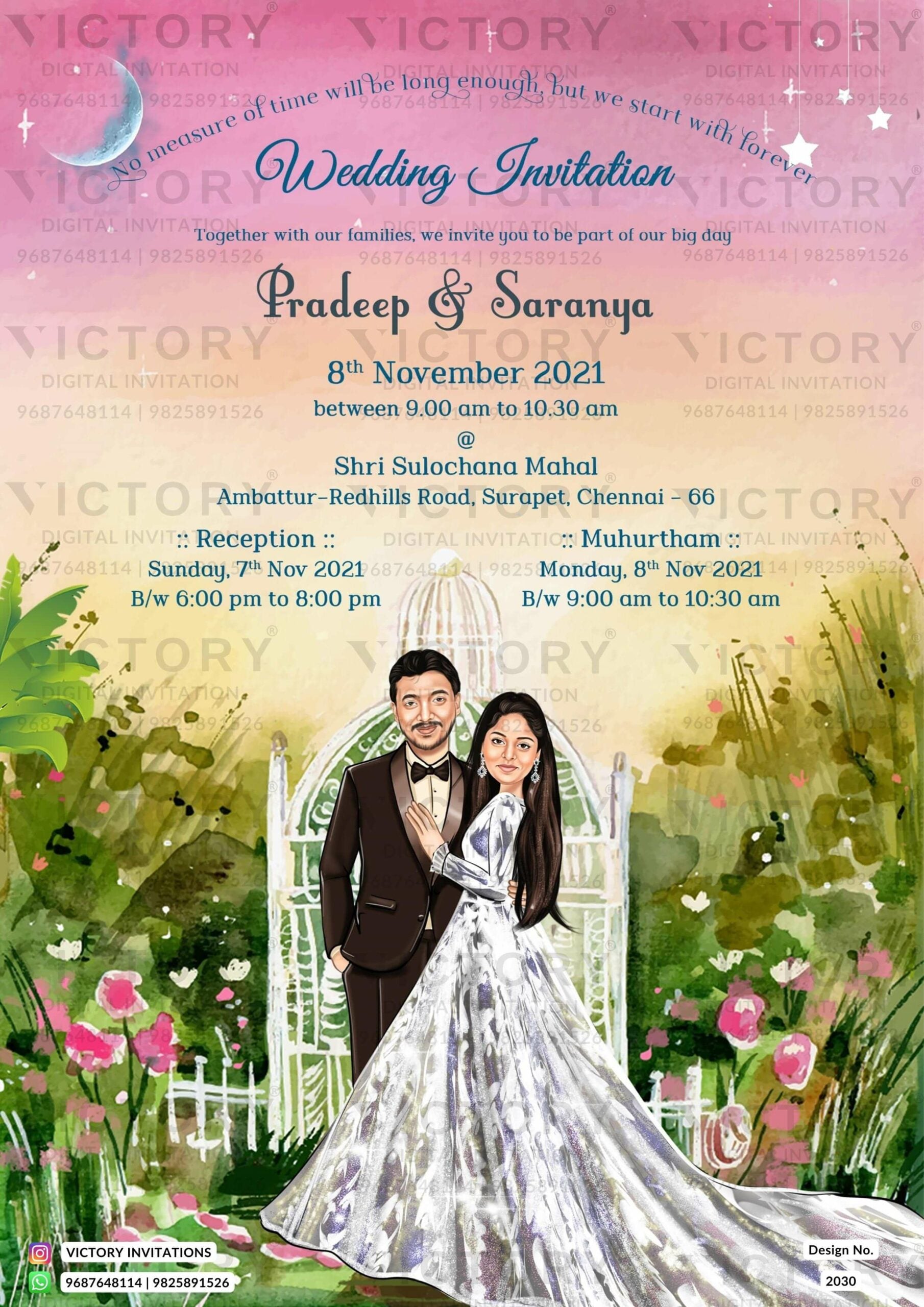 Tamil Nadu wedding invitation card Design no. 2030