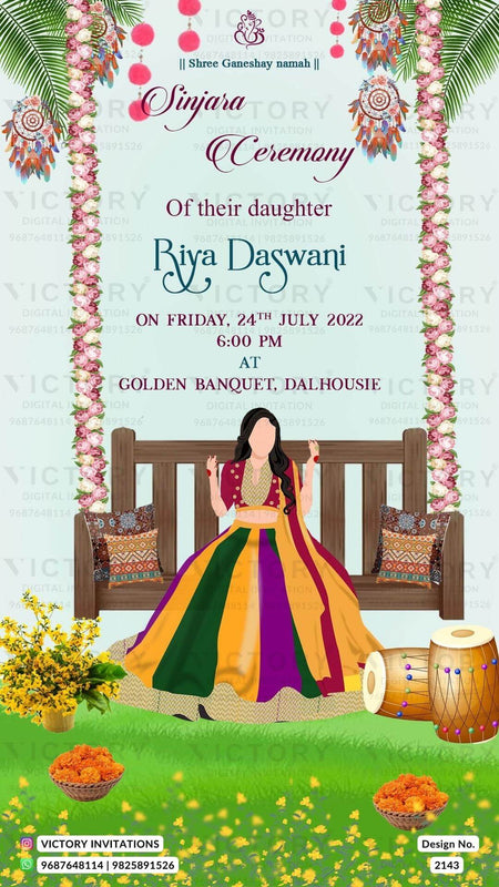 Digital Sinjara Ceremony Invitation of Indian Family in English Language With Indian Traditional Theme Design No. 2143