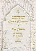 Sinjara ceremony invitation card in english language with leaves as arch theme design 2147