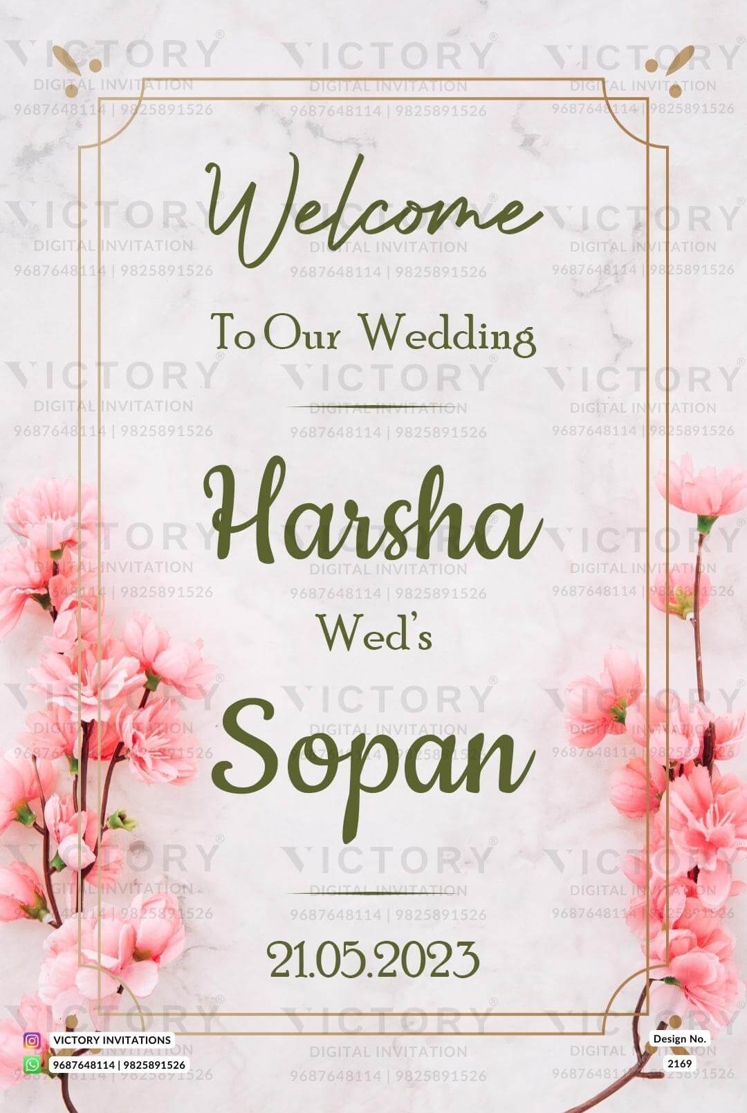 Wedding Welcome Standee design in english language with floral theme design 2169
