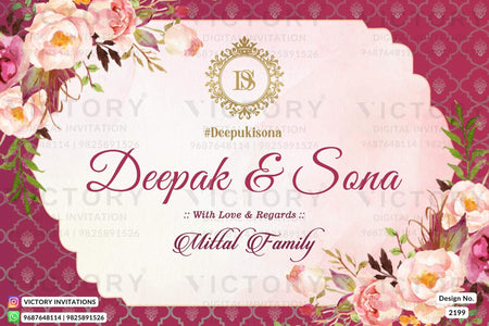 Car sticker for wedding in english language with flowers, arch as floral theme design 2199