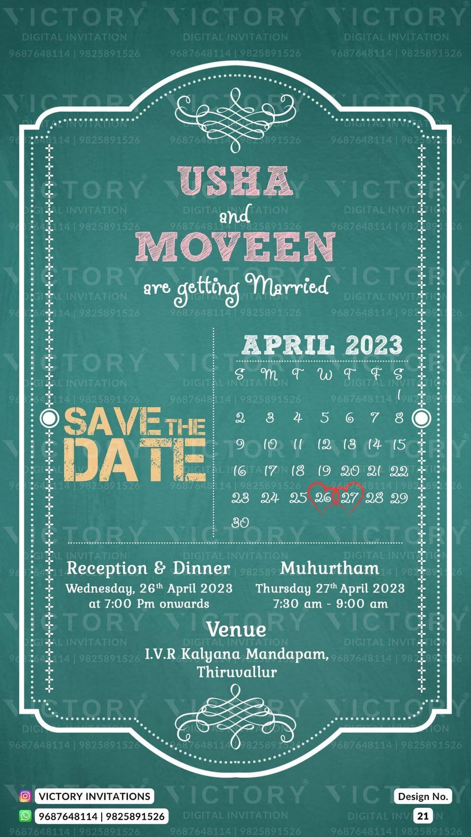 Save the Date card in english language with calendar as minimalistic theme design 21