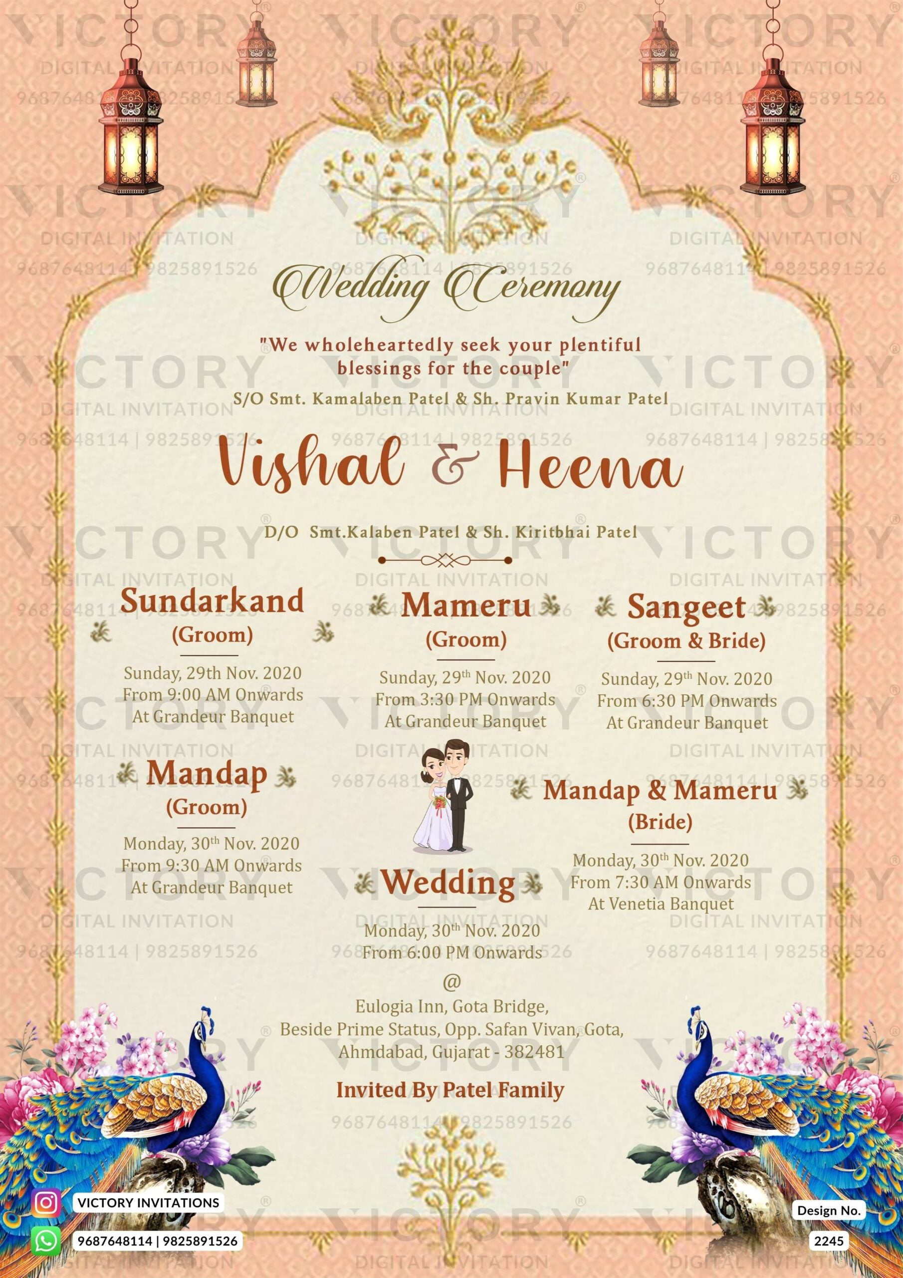 Vad Invitation Wedding ceremony invitation card of hindu gujarati patel family in eng ...