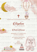 Baptism ceremony invitation card in english language with moon, cloud as playful theme design 245