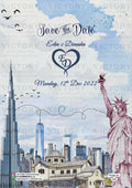 Save the Date card in english language with two countries theme design 2481