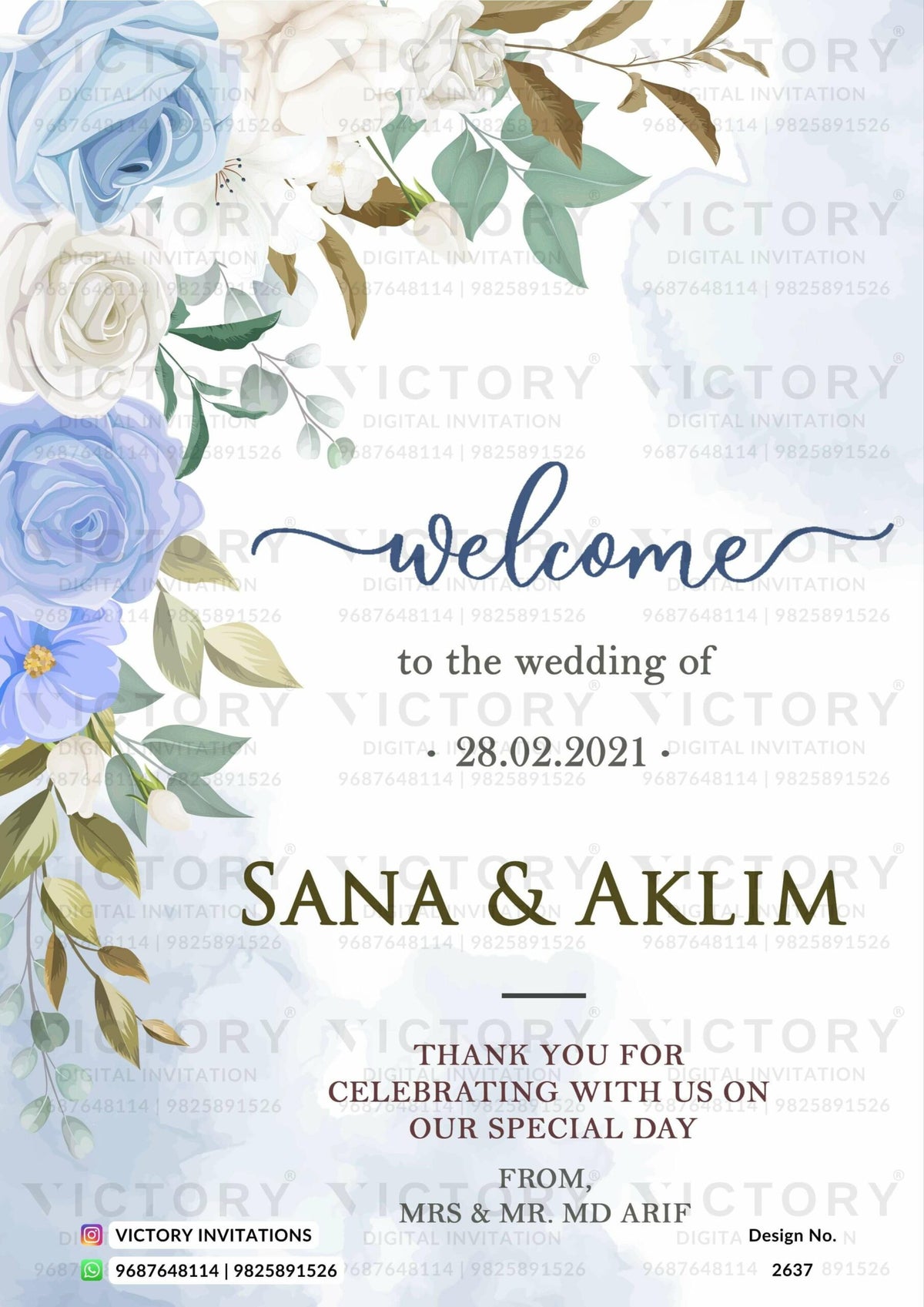 Save the Date card in english language with flowers as floral theme design 2637