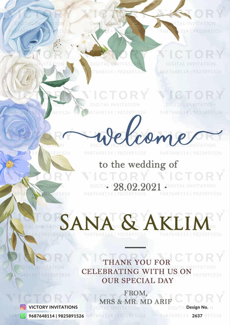 Save the Date card in english language with flowers as floral theme design 2637