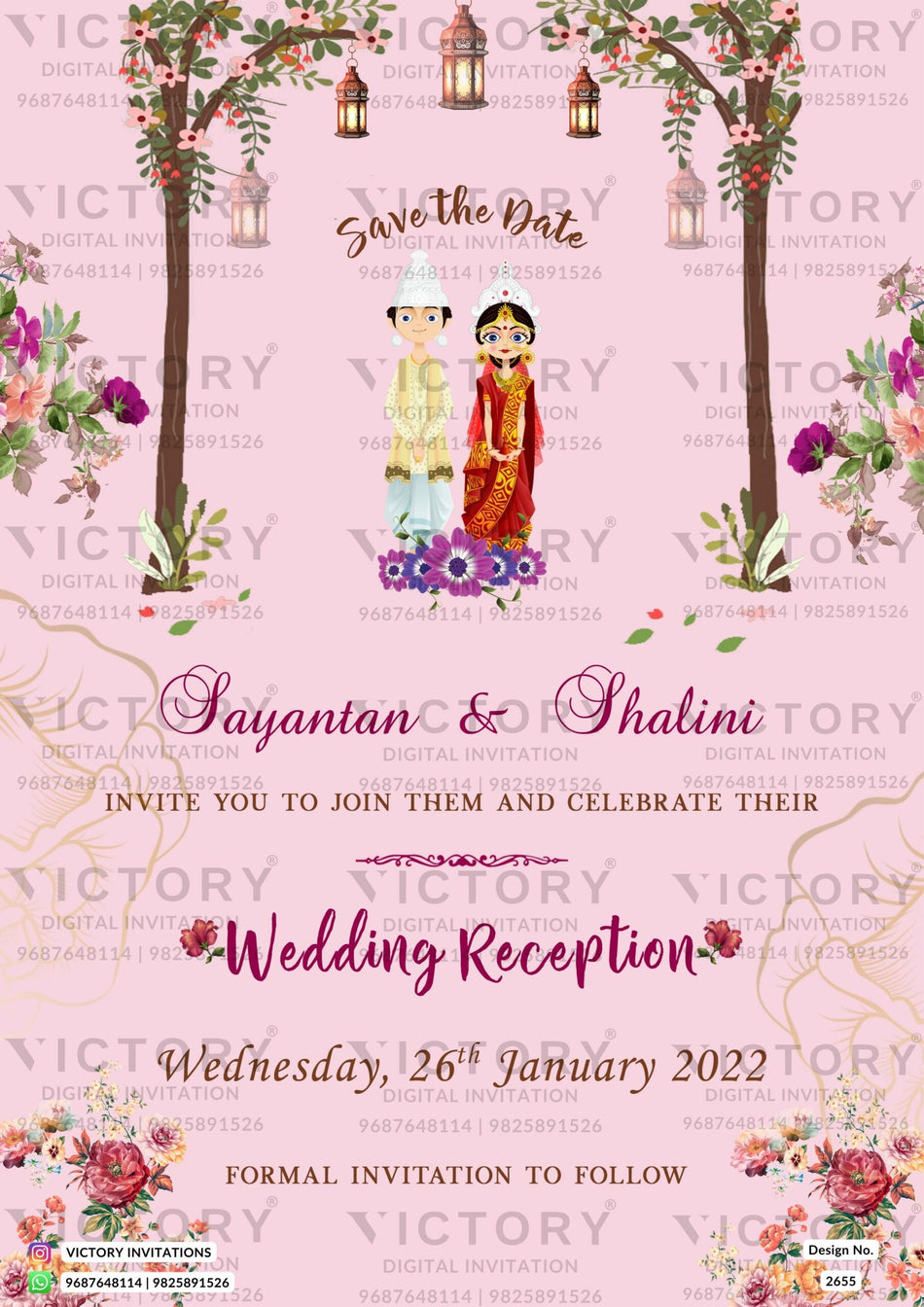 Wedding ceremony invitation video of hindu bengali family in english language with minimalistic theme design 2655