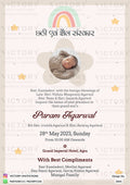 Chhathi ceremony invitation card  for baby boy and girl in english language with rainbow, baby image as minimalistic theme design 2664
