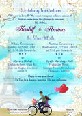 Nikah ceremony invitation card of Muslim family in english language with Romantic theme design 2679