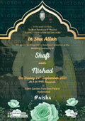 Nikah ceremony invitation card of Muslim family in english language with Traditional theme design 2684