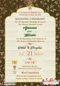 Nikah ceremony invitation card of Muslim family in english language with Traditional theme design 2688