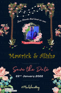 Save the Date card in english language with flowers as floral theme design 269
