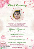 Chhathi ceremony invitation card  for baby girl in english language with baby image, car, balloons as floral theme design 2705