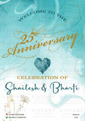 25th Wedding Anniversary invitation card in English language with flowers as minimalistic theme design 2778
