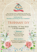 Mundan Ceremony invitation card in english language with Adorable Baby Doodle, White Frame, and flowers as floral theme design 2785