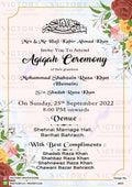 Aqiqah ceremony invitation card for Muslim family in english language with flowers, frame as floral theme design 2823