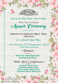 Aqiqah ceremony invitation card for Muslim family in english language with flowers as floral theme design 2824