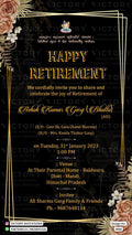 Retirement Party invitation card in english language with frame, flowers as floral theme design 2866