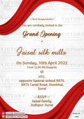 Opening invitation card in english language with curtain theme design 2960