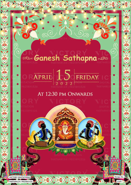 Majestic Gujarati-Indian Festivities Electronic Cards with Traditional Indian Motifs and Stunning Doodle Illustrations