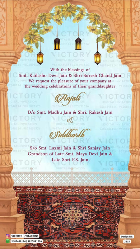 Gujarat Wedding Caricature Invitation Card PDF Design no.3315