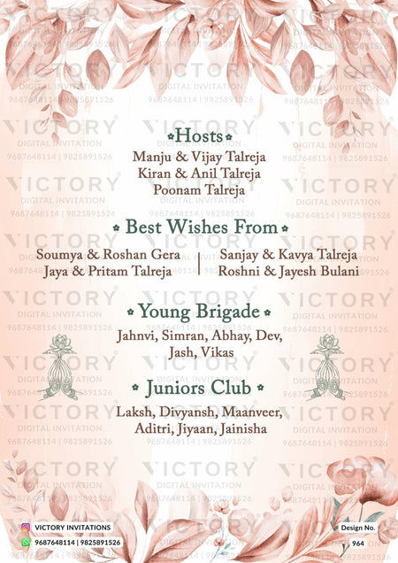 Lavish Pastel and Vibrant Shaded Vintage Floral and Whimsical Theme Indian Wedding E-invites with Stunning Couple Caricature Illustrations