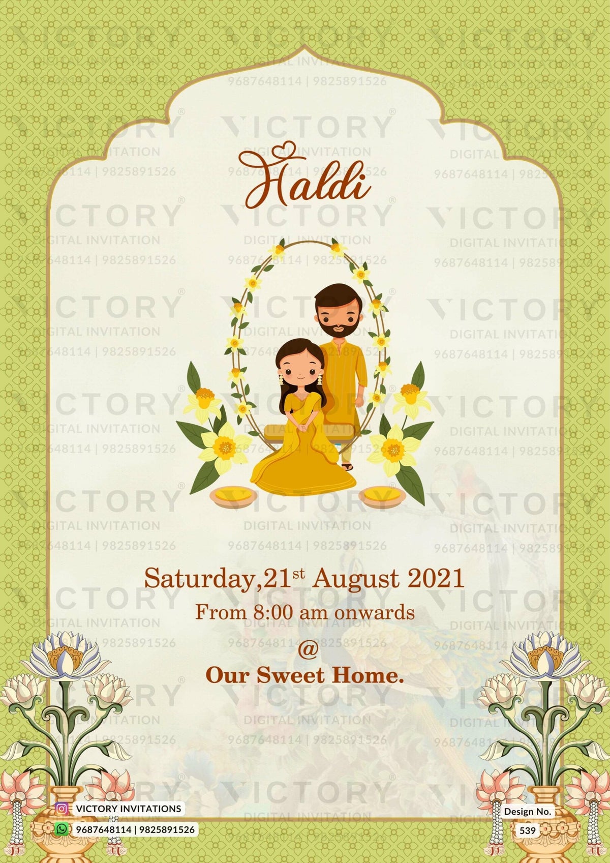 "Regal Indian-Hindu Wedding Invitation with Delightful Doodles and Intricate Patterns